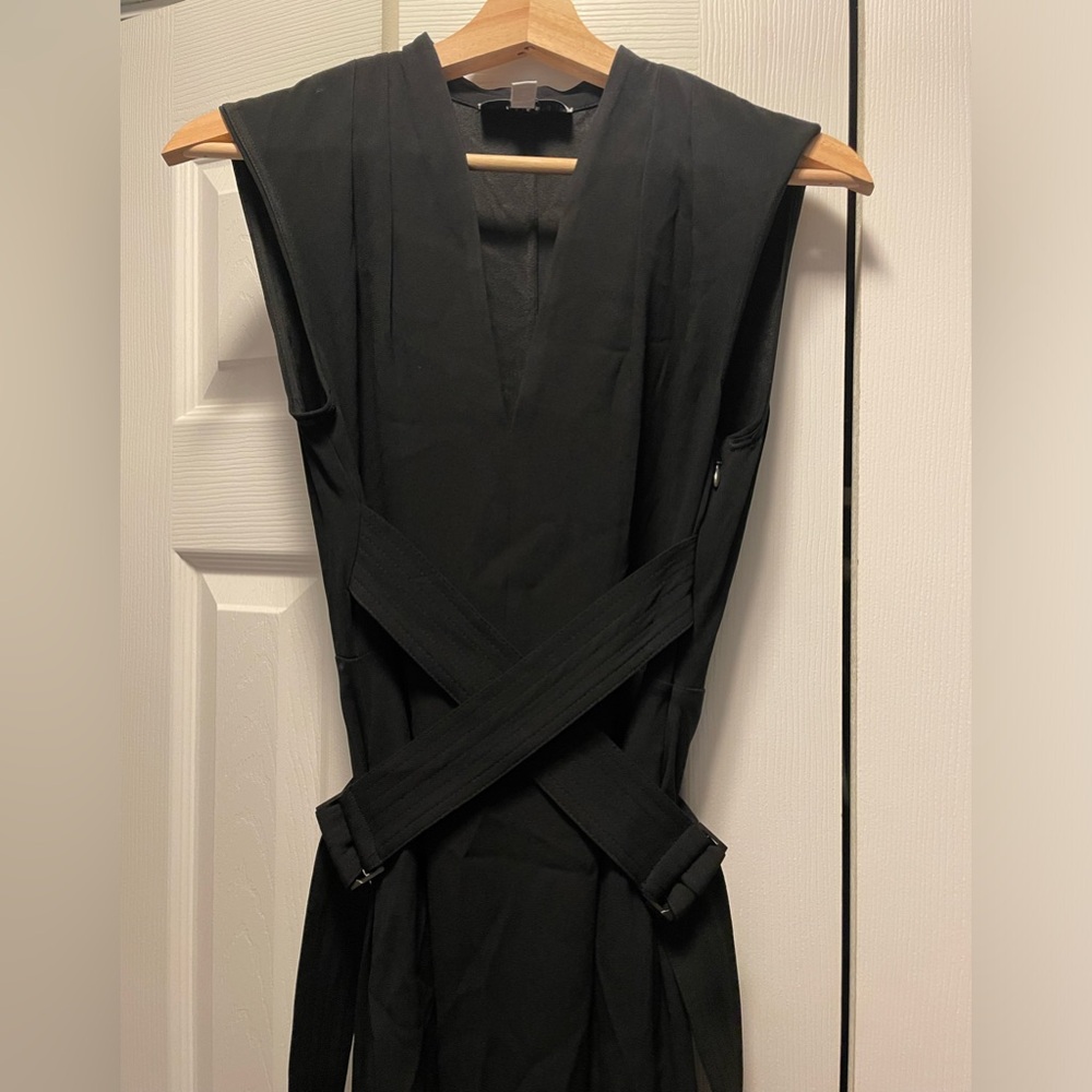 Reiss raya strappy asymmetrical midi dress size 2 black - Picture 9 of 14